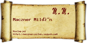 Maczner Milán névjegykártya